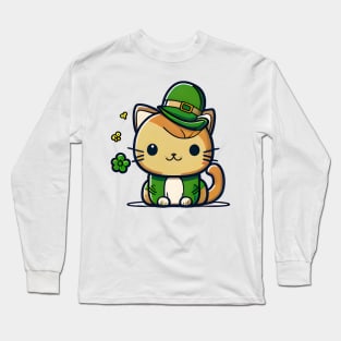 St. Patrick's Day Cat Long Sleeve T-Shirt